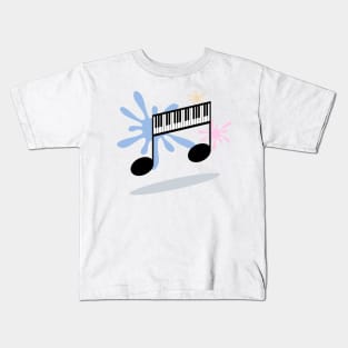 Piano music on splash color Kids T-Shirt